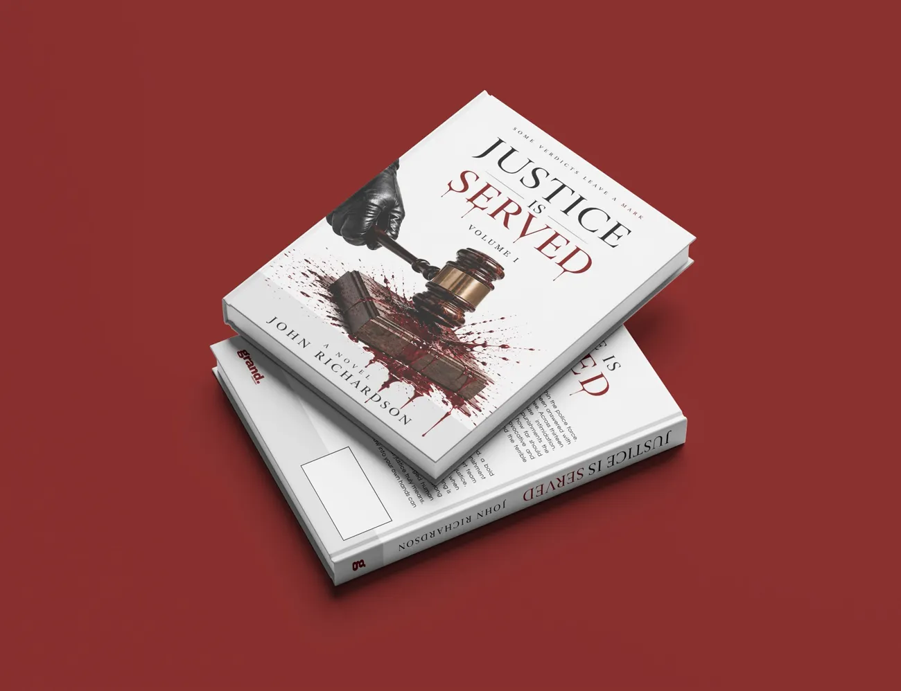Hardback copies of Justice Is Served, Volume I